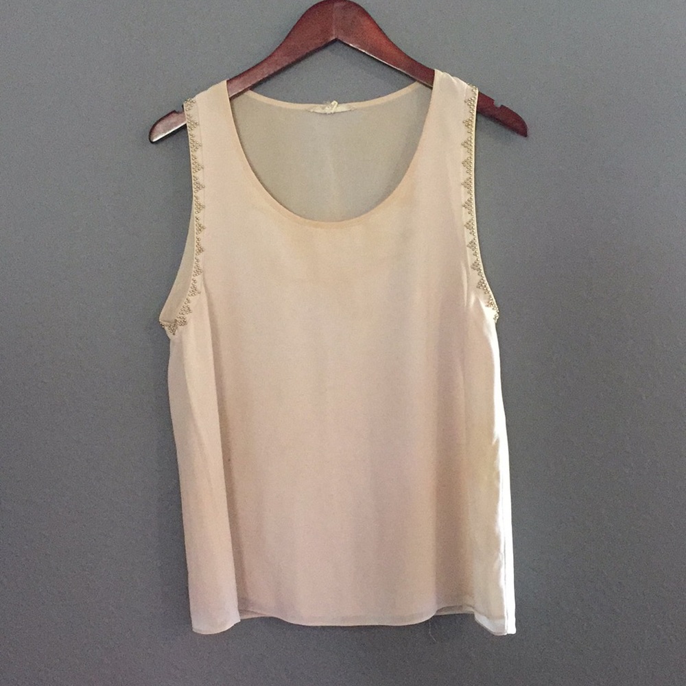 Gauzy tank with beading